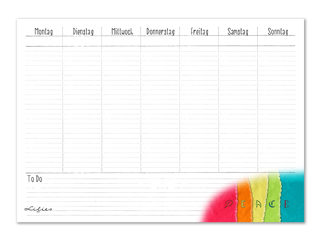 Lilies Berlin Freebies kostenlose Geschenke für März 2026, PEACE - bunt.